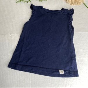 Burt's Bees Baby Navy Blue Ruffle Shoulder Top Size 18M